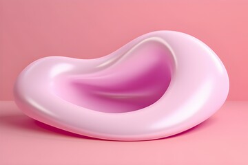 Fototapete -  Abstract  pink  shape against  monochrome background, 3D illustration.  Smooth shape 3d rendering  , generated by AI.
