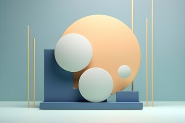 Poster - 3d illustration of a  circle podium stand on the background of a geometric composition. 3d rendering. Minimalism geometry background, generated by AI.