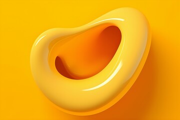 Poster - 3D illustration,   yellow   illusion isometric abstract shape  on monochrome background,  generated by AI.