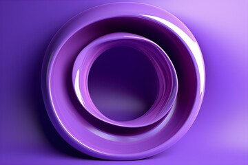 Poster - 3d illustration of purple round frame on a monochrome wall for design