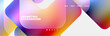 A vibrant abstract background featuring geometric shapes in shades of orange, pink, violet, and magenta on a white canvas. Inspired by liquid art, automotive lighting, and modern font designs