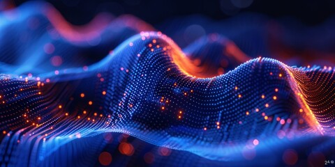 Leinwandbilder - A computer-generated depiction of a dynamic wave in shades of blue, illustrating fluid movement and energy.