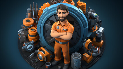 Wall Mural - Car mechanic icon 3d