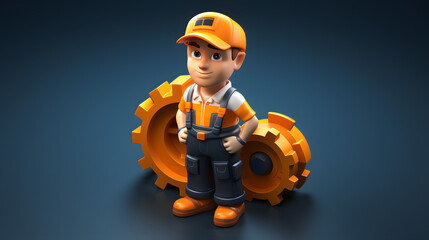 Poster - Factory mechanic icon 3d