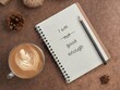© lovelyday - Notebook on desk with text written I AM NOT GOOD ENOUGH , crossed off NOT,  positive affirmmation to beat negative self-talk boost self esteem, self-worth and self-acceptance