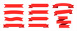 © Kingwardobe - Vector ribbon template set with stitched effect in for product tags and logos. vector flat ribbon template set elements for tag and logo design. Red ribbon tape set stitched in red color.