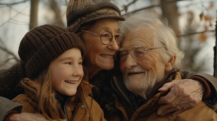 Sticker - A man and a woman hug a young girl