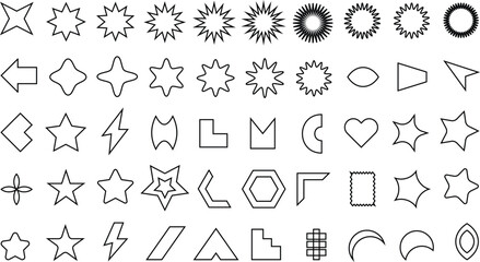 Poster - abstract geometric 50 stroke outline shape graphic elements vector illustration.