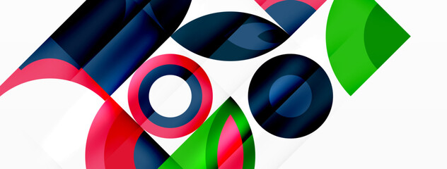 Aufkleber - A vibrant display of geometric shapes in electric blue, circles, and bold patterns on a white background. Perfect for vision care, eyewear, and artistic headgear