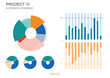 Coverage audience data charts in color. Vector elements charts.