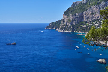 the coastline of the island of capri from belvedere tragara, campanian archipelago, italy