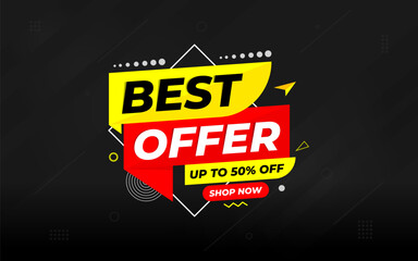 Wall Mural - Best Offer sale banner vector template. Offer banner. Sale offer and discounts background, Offer Promotion marketing poster design for web and Social. Vector Illustration.