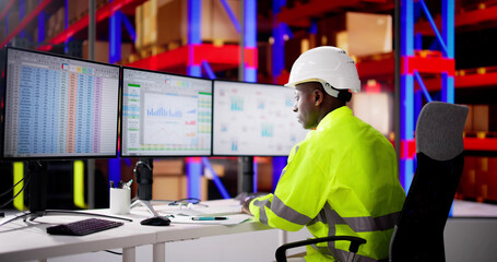 Poster - Warehouse Inventory Management On Computer