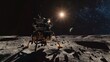 Immerse viewers in the Apollo 11 moon landing in virtual reality, highlighting the lunar modules tense descent with pixel art, conveying the monumental achievement Digital Rendering Techniques, pixel