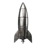Fototapeta Sawanna - A rocket in crypto style showing up trend of coin isolated on transparent background
