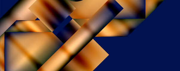Aufkleber - A computergenerated image featuring a geometric pattern in electric blue and orange tones, consisting of triangles and rectangles on a blue background. The design is colorful and artistic