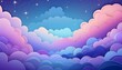 A heavenly sky full with etherial, misty fluffy clouds with sparkles. Clear, bright blues, purples, pinks Ai Generate