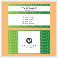Wall Mural - hexagon green business card template design