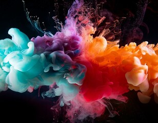 Wall Mural - A cosmic setting where two galaxies of paint collide.