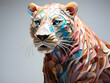 Lion head with abstract pattern. 3d render illustration