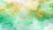 abstract watercolor art painting background green lime yellow pastel gold and silver metallic accents
