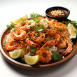 Bowl of Shrimps with Rice. Lime and Sesame