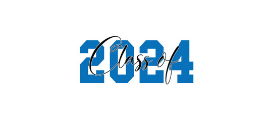 Poster - Class of 2024, word lettering script banner Congrats Graduation lettering with academic cap