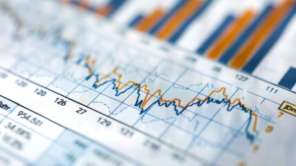 Leinwandbilder - A close-up of a stock market chart displaying fluctuations, symbolizing the dynamics of investment.