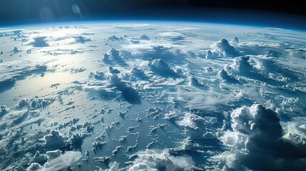 Sticker - A serene view of the Earth's cloud patterns and weather systems from the station