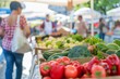 Vibrant Farmers Market Displaying Colorful Fruits and Vegetables - Fresh Produce, Outdoor Shopping, Healthy Eating