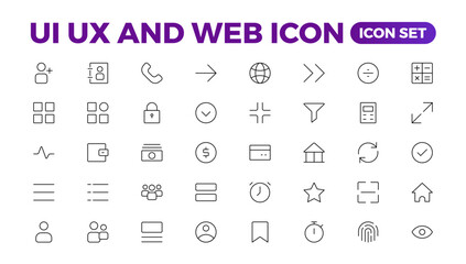 Poster - mega set of ui ux icon set, user interface iconset collection. basic user interface essential set. 2