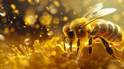 Poster - A honeybee entering a hive laden with pollen, contributing to the collective effort of honey production.