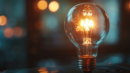 Poster - A light bulb glowing brightly, representing the invention and impact of electricity