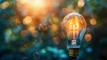 Poster - A light bulb glowing brightly, representing the invention and impact of electricity