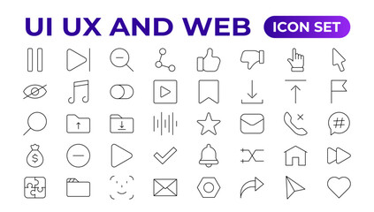 Poster - mega set of ui ux icon set, user interface iconset collection. basic user interface essential set. 2