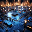 Circuit board close up. Technology background. 3d rendering