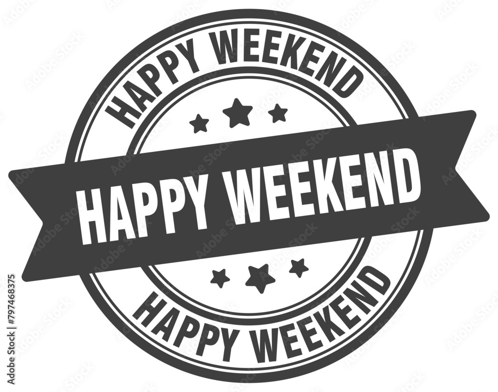 happy weekend stamp. happy weekend label on transparent background ...