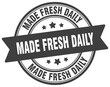 made fresh daily stamp. made fresh daily label on transparent background. round sign