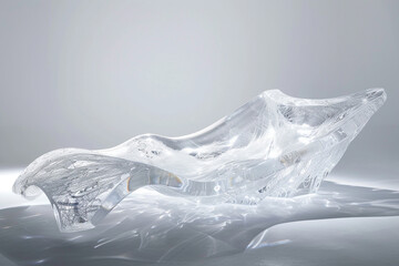 Wall Mural - A modern acrylic chaise longue with sculptural form, creating an art piece against a white setting.