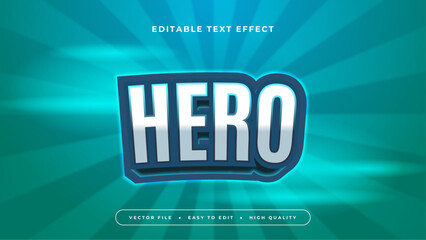 Wall Mural - Blue green and white hero 3d editable text effect - font style