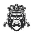 powerful depiction of a gorilla, crowned in regality, embodying both the wild and the royal