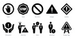 A set of 10 hazard danger icons as stop, no entry, danger