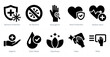 A set of 10 hygiene icons as bacteria protection, no bacteria, hand germs