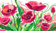 Vibrant Abstract Poppy Flowers Illustration in Full Bloom