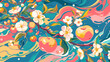 Vibrant Abstract Floral and Fruit Pattern for Creative Design