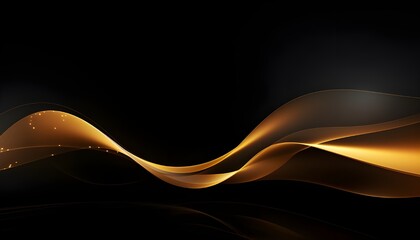 Poster - Abstract golden waves on black png background