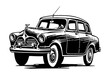 © slowbuzzstudio - retro car engraving black and white outline