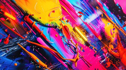 Wall Mural - A vibrant mix of neon colors to represent excitement and liveliness