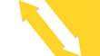 Minimalist composition with two diagonal arrows pointing in opposite directions, one arrow is yellow and points up to the left, the other is white and points down to the right.