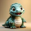 Cute baby crocodile cartoon character. 3d render illustration.